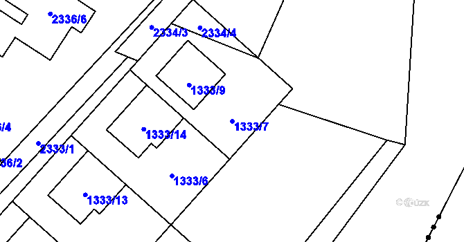 Parcela st. 1333/7 v KÚ Konice, Katastrální mapa