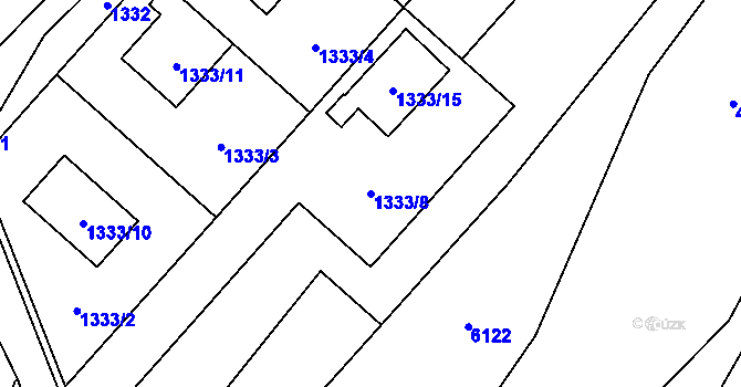 Parcela st. 1333/8 v KÚ Konice, Katastrální mapa