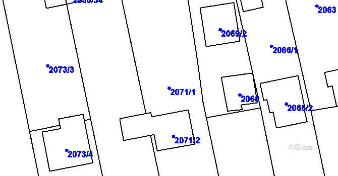 Parcela st. 2071/1 v KÚ Konice, Katastrální mapa