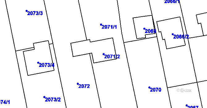 Parcela st. 2071/2 v KÚ Konice, Katastrální mapa