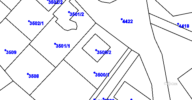 Parcela st. 3500/2 v KÚ Konice, Katastrální mapa
