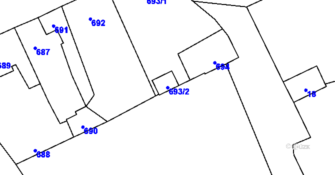 Parcela st. 693/2 v KÚ Konice, Katastrální mapa