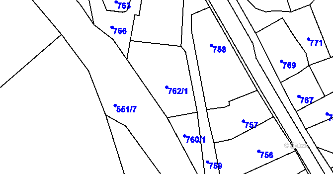 Parcela st. 762/1 v KÚ Konice, Katastrální mapa