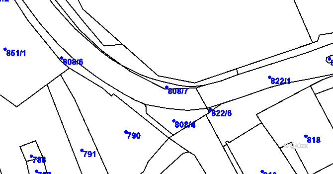 Parcela st. 808/7 v KÚ Konice, Katastrální mapa