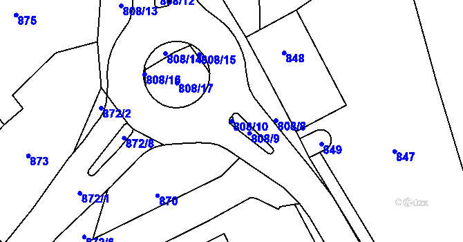 Parcela st. 808/10 v KÚ Konice, Katastrální mapa