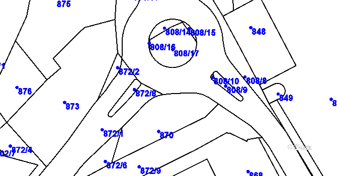 Parcela st. 808/18 v KÚ Konice, Katastrální mapa