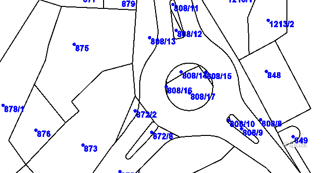 Parcela st. 808/16 v KÚ Konice, Katastrální mapa