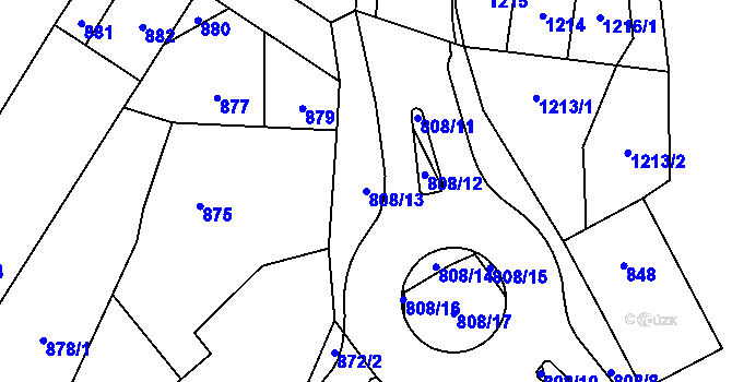 Parcela st. 808/13 v KÚ Konice, Katastrální mapa