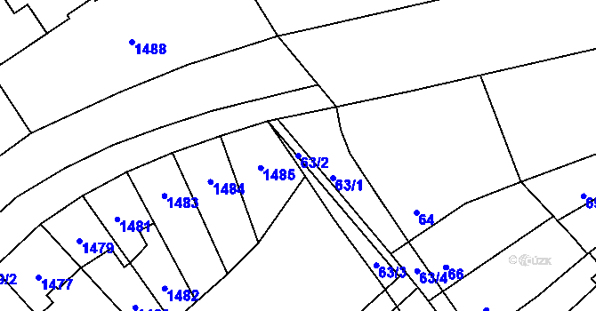 Parcela st. 63/2 v KÚ Konice, Katastrální mapa