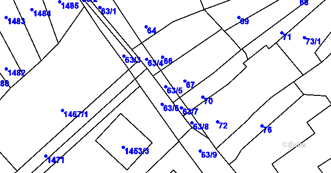 Parcela st. 63/5 v KÚ Konice, Katastrální mapa