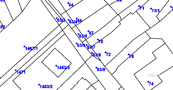 Parcela st. 63/7 v KÚ Konice, Katastrální mapa