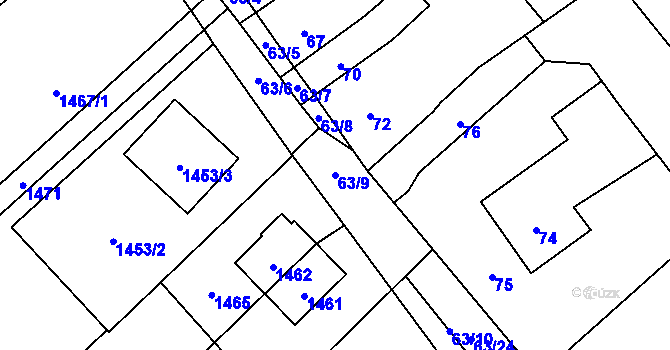 Parcela st. 63/9 v KÚ Konice, Katastrální mapa