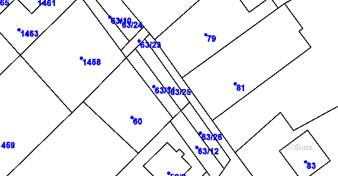 Parcela st. 63/25 v KÚ Konice, Katastrální mapa