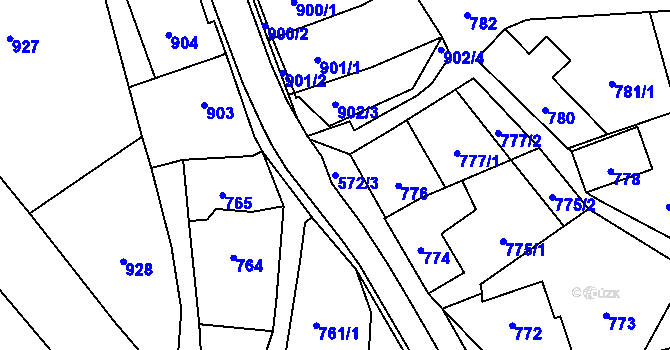 Parcela st. 572/3 v KÚ Konice, Katastrální mapa