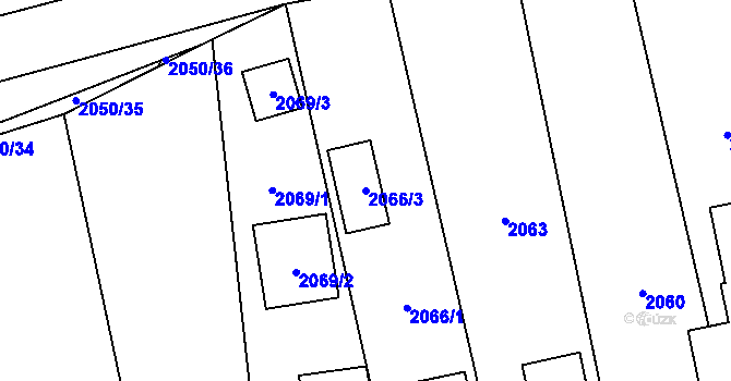 Parcela st. 2066/3 v KÚ Konice, Katastrální mapa