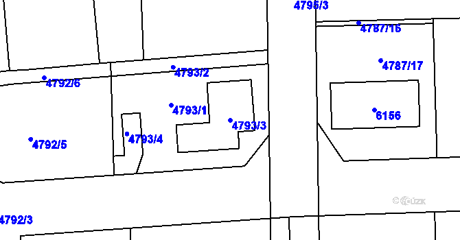 Parcela st. 4793/3 v KÚ Konice, Katastrální mapa