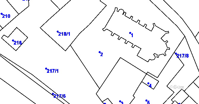 Parcela st. 2 v KÚ Konice u Znojma, Katastrální mapa