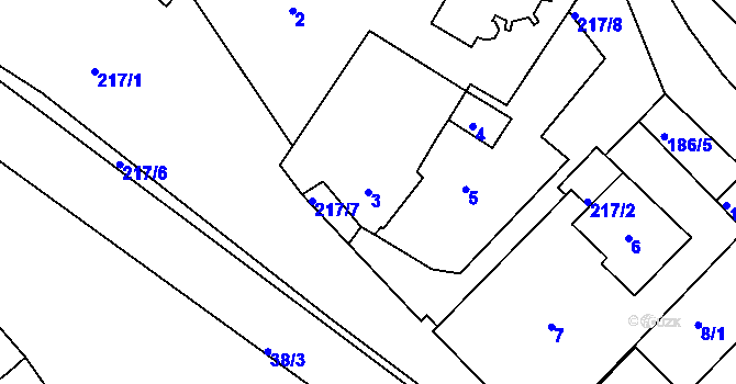 Parcela st. 3 v KÚ Konice u Znojma, Katastrální mapa