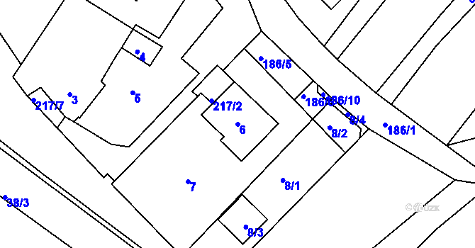 Parcela st. 6 v KÚ Konice u Znojma, Katastrální mapa