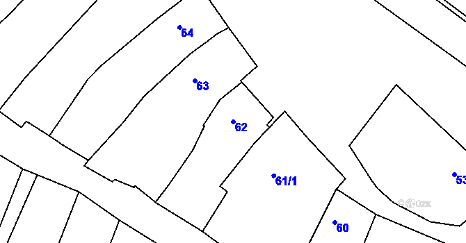 Parcela st. 62 v KÚ Konice u Znojma, Katastrální mapa