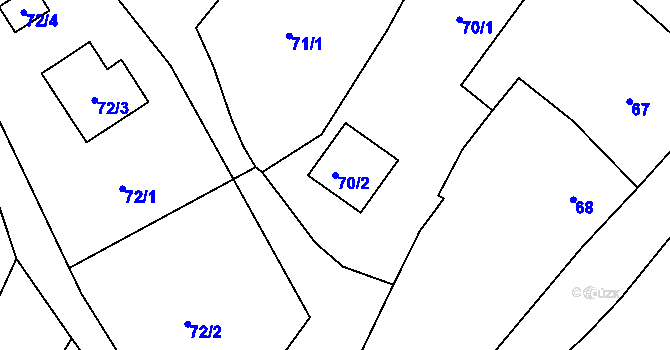 Parcela st. 70/2 v KÚ Konice u Znojma, Katastrální mapa
