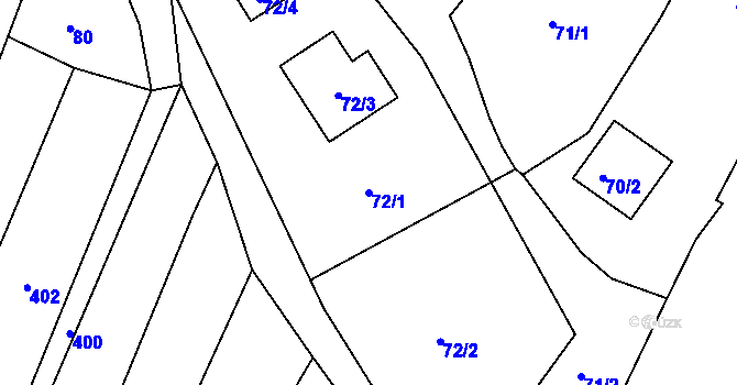 Parcela st. 72/1 v KÚ Konice u Znojma, Katastrální mapa