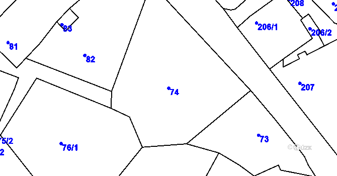 Parcela st. 74 v KÚ Konice u Znojma, Katastrální mapa