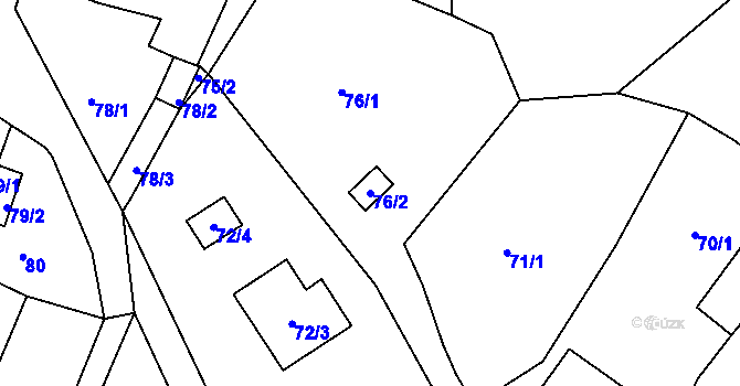 Parcela st. 76/2 v KÚ Konice u Znojma, Katastrální mapa