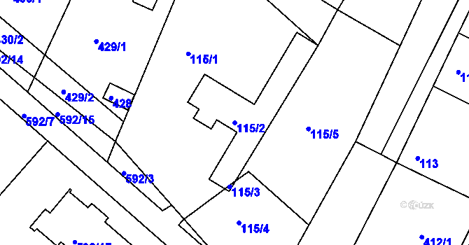 Parcela st. 115/2 v KÚ Konice u Znojma, Katastrální mapa