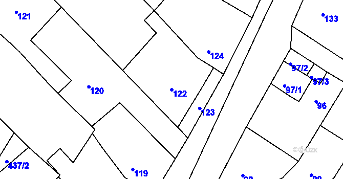 Parcela st. 122 v KÚ Konice u Znojma, Katastrální mapa