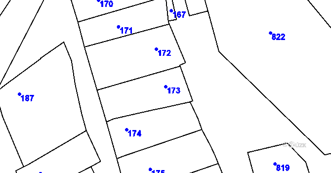 Parcela st. 173 v KÚ Konice u Znojma, Katastrální mapa