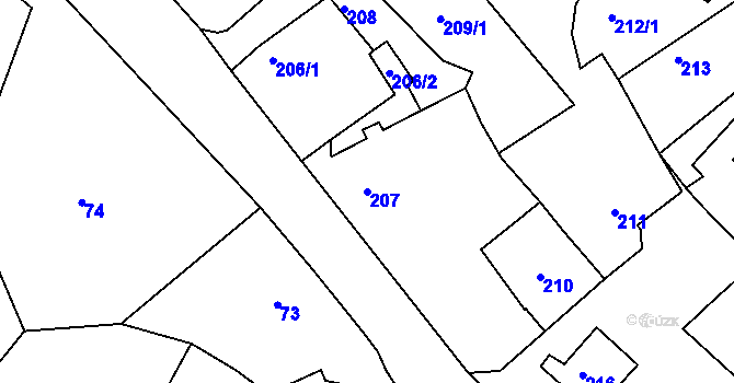 Parcela st. 207 v KÚ Konice u Znojma, Katastrální mapa