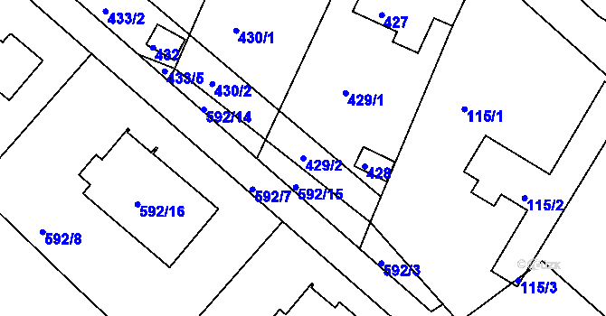 Parcela st. 429/2 v KÚ Konice u Znojma, Katastrální mapa