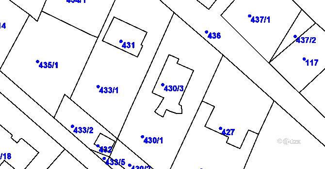 Parcela st. 430/3 v KÚ Konice u Znojma, Katastrální mapa