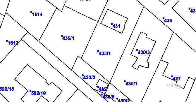Parcela st. 433/1 v KÚ Konice u Znojma, Katastrální mapa