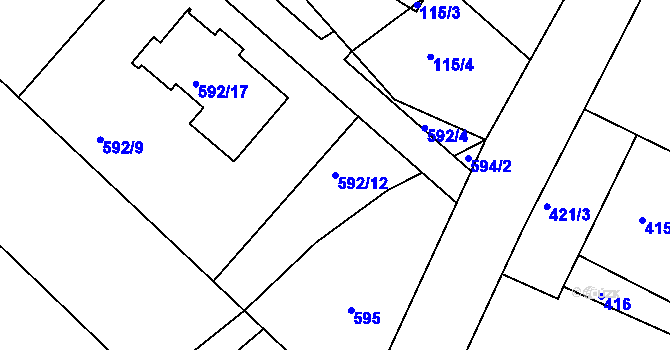Parcela st. 592/12 v KÚ Konice u Znojma, Katastrální mapa