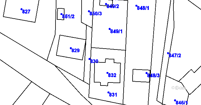 Parcela st. 831 v KÚ Konice u Znojma, Katastrální mapa