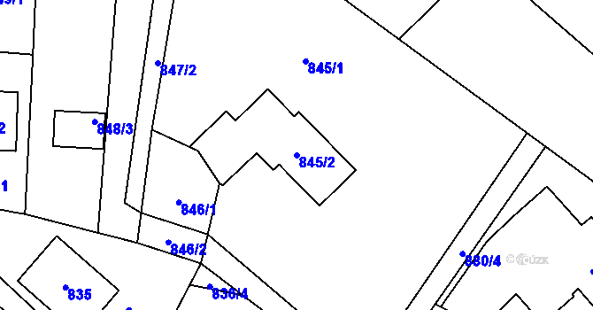 Parcela st. 845/2 v KÚ Konice u Znojma, Katastrální mapa