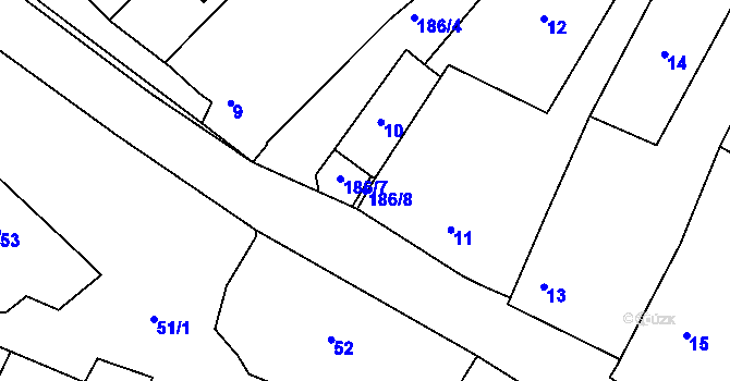 Parcela st. 186/8 v KÚ Konice u Znojma, Katastrální mapa