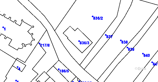 Parcela st. 836/3 v KÚ Konice u Znojma, Katastrální mapa