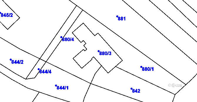 Parcela st. 880/3 v KÚ Konice u Znojma, Katastrální mapa