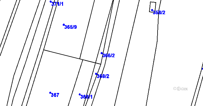 Parcela st. 366/2 v KÚ Konice u Znojma, Katastrální mapa