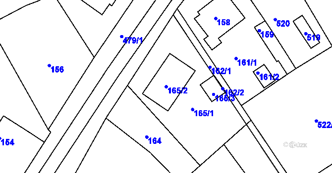 Parcela st. 165/2 v KÚ Konice u Znojma, Katastrální mapa