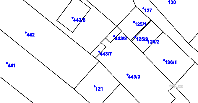 Parcela st. 443/7 v KÚ Konice u Znojma, Katastrální mapa