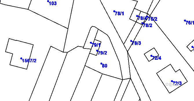 Parcela st. 79/2 v KÚ Konice u Znojma, Katastrální mapa