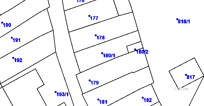 Parcela st. 180/1 v KÚ Konice u Znojma, Katastrální mapa