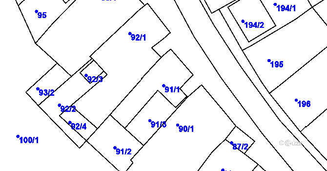 Parcela st. 91/1 v KÚ Konice u Znojma, Katastrální mapa