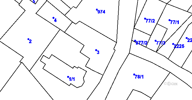 Parcela st. 3 v KÚ Popice u Znojma, Katastrální mapa