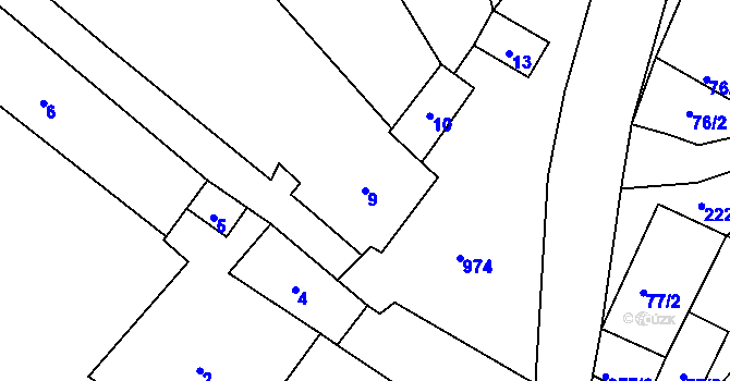 Parcela st. 9 v KÚ Popice u Znojma, Katastrální mapa