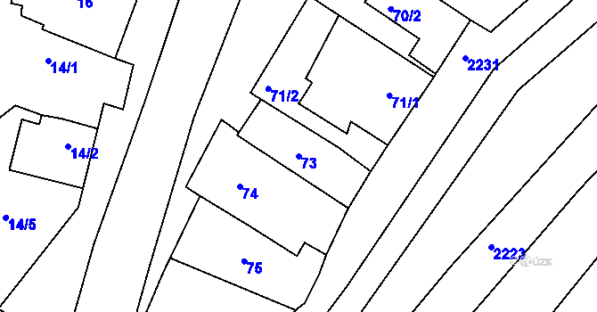 Parcela st. 73 v KÚ Popice u Znojma, Katastrální mapa